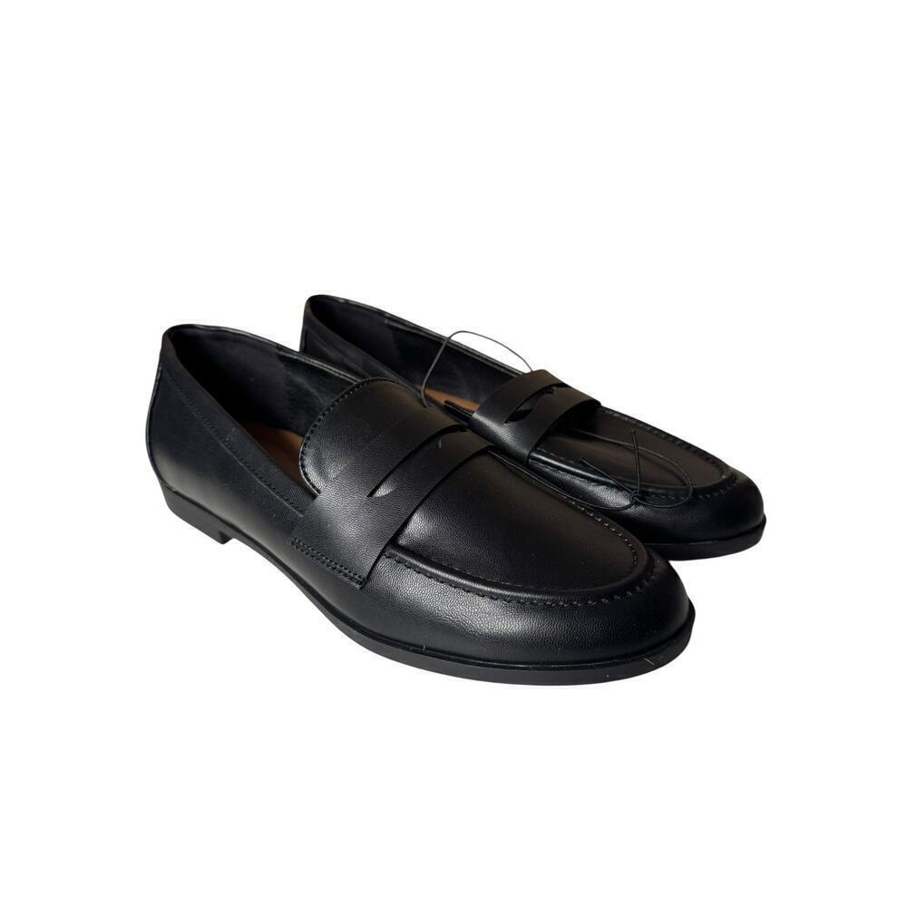 Kensie NEW Gitty Penny Loafer Shoes Women 8.5 Black Padded Footbed Vegan